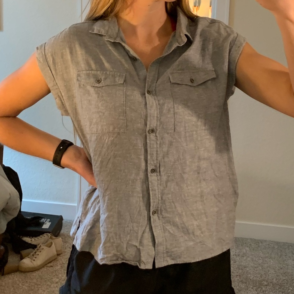 Denim blue button up